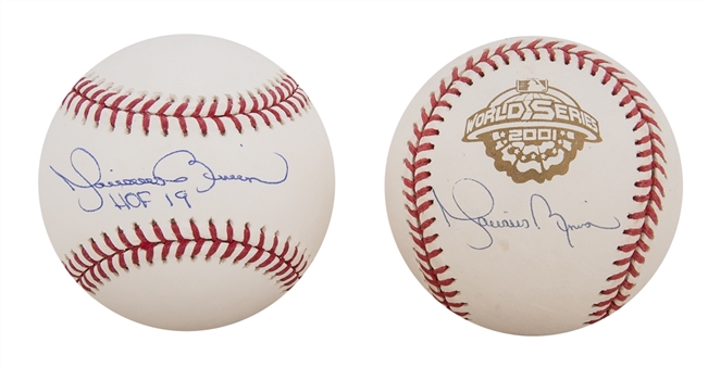 Lot of (2) Mariano Rivera Signed Baseballs Including a "HOF 19" Inscribed Baseball and a 2001 World Series Baseball (Steiner & JSA)